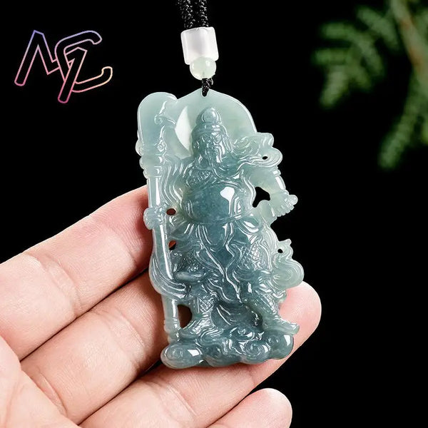 Blue Jadeite Guan Yu Pendant-ToShay.org