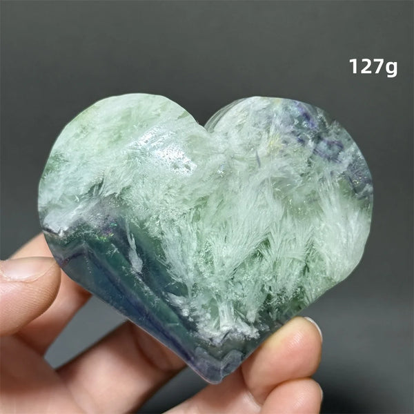 Green Feather Fluorite Heart-ToShay.org