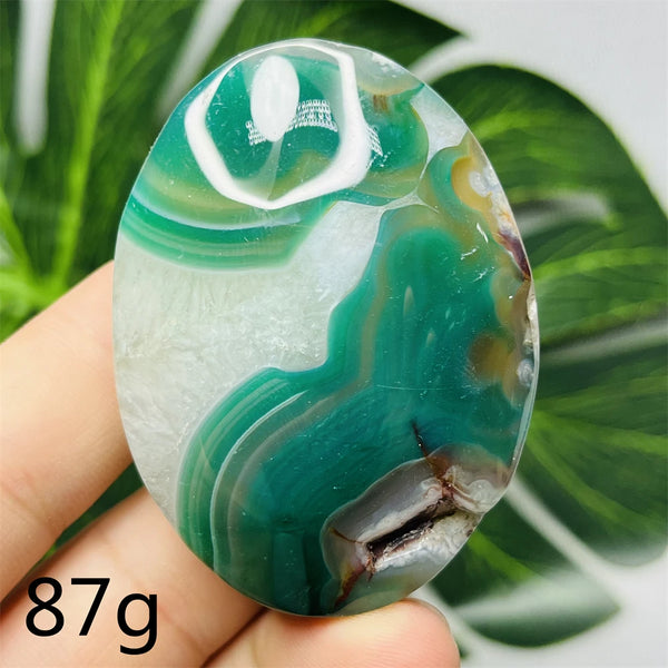 Green Flower Agate Palm Stone-ToShay.org