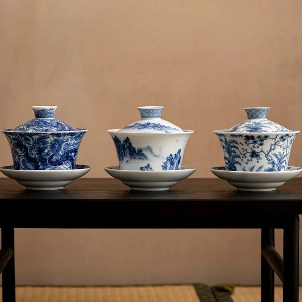 Blue White Gaiwan Tea Bowl-ToShay.org