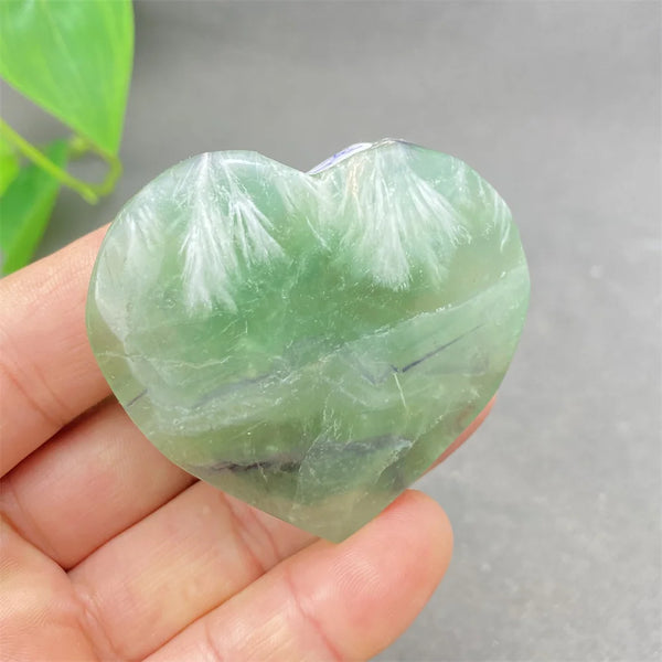 Green Feather Fluorite Heart-ToShay.org