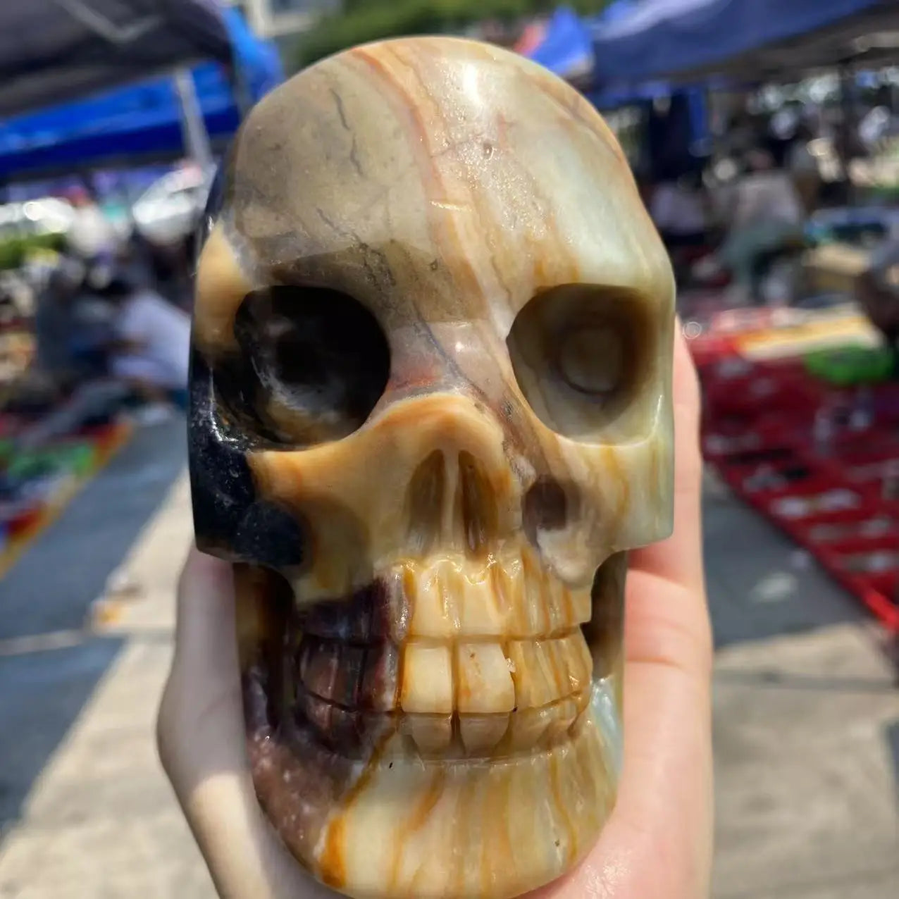 Natural Sky Blue Crystal Skull, Energy Gemstone, Spiritual Healing, Gift, Home Office Decoration, Demagnetization, Divination-ToShay.org