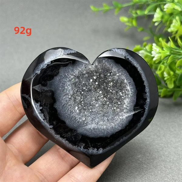Black Agate Geode Heart-ToShay.org