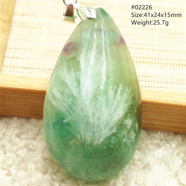 Green Feather Fluorite Pendant-ToShay.org