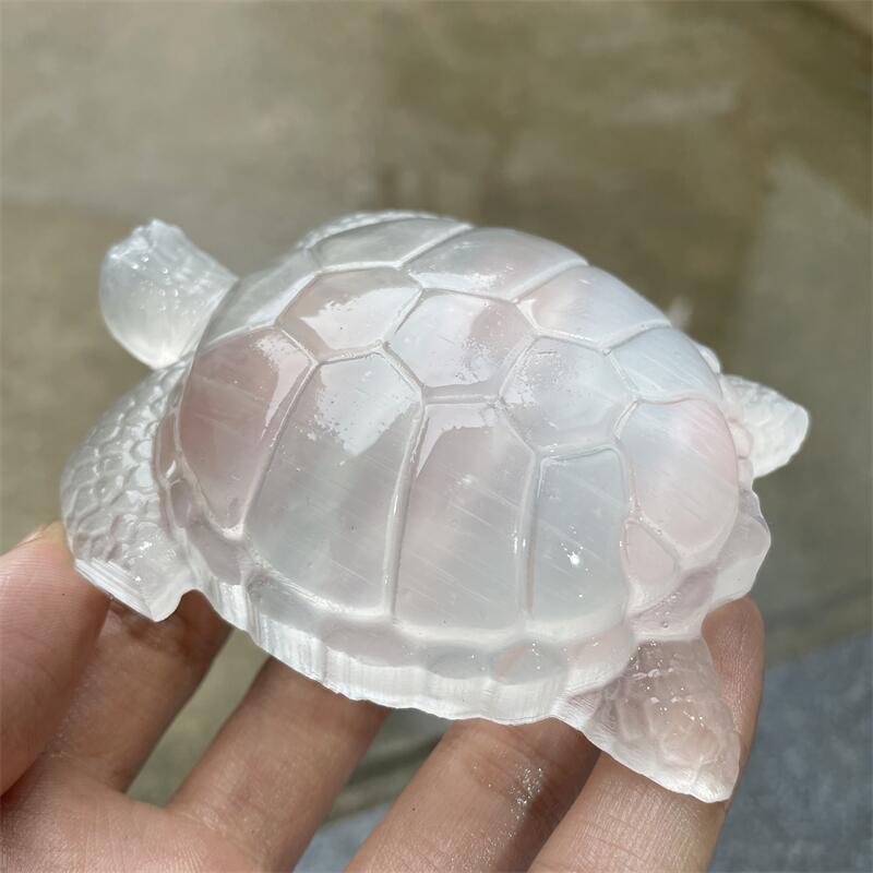 Natural White Selenite Crystal Tortoise - Feng Shui Healing Stone for Peace & Cleansing-ToShay.org