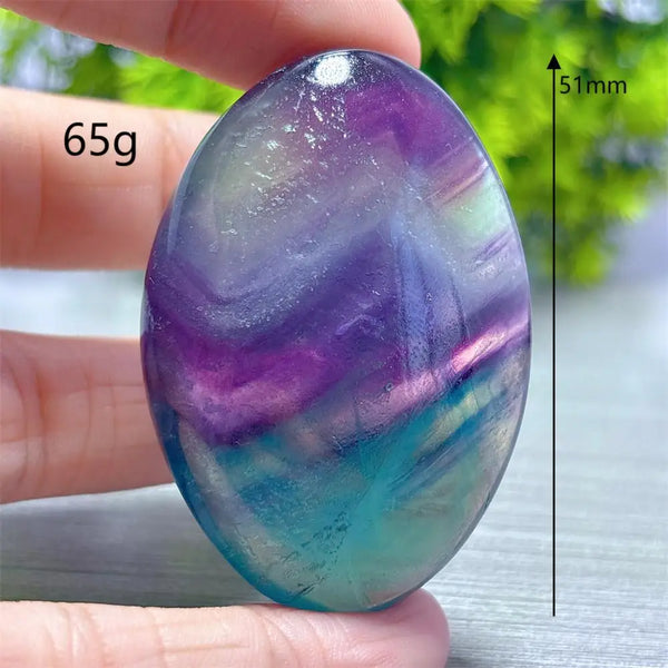 Rainbow Fluorite Palm Stone-ToShay.org
