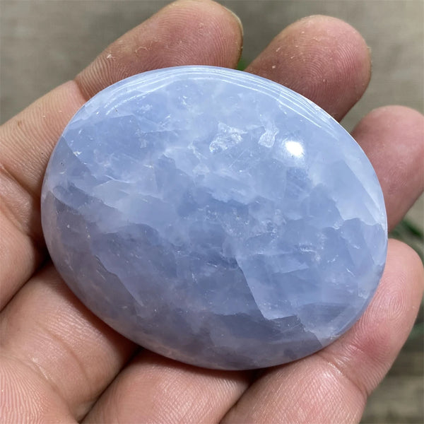 Blue Celestine Palm Stone-ToShay.org