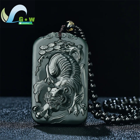 Green Jade Tiger Pendant-ToShay.org