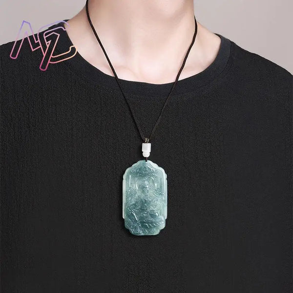 Blue Jadeite Guanyin Pendant-ToShay.org