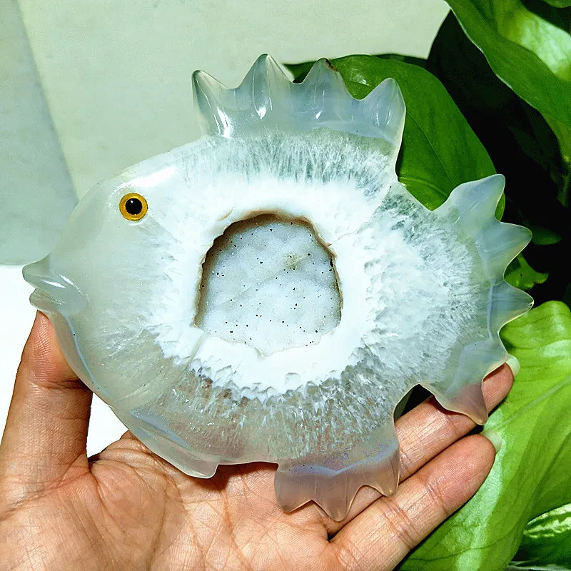 Grey Agate Druzy Fish-ToShay.org