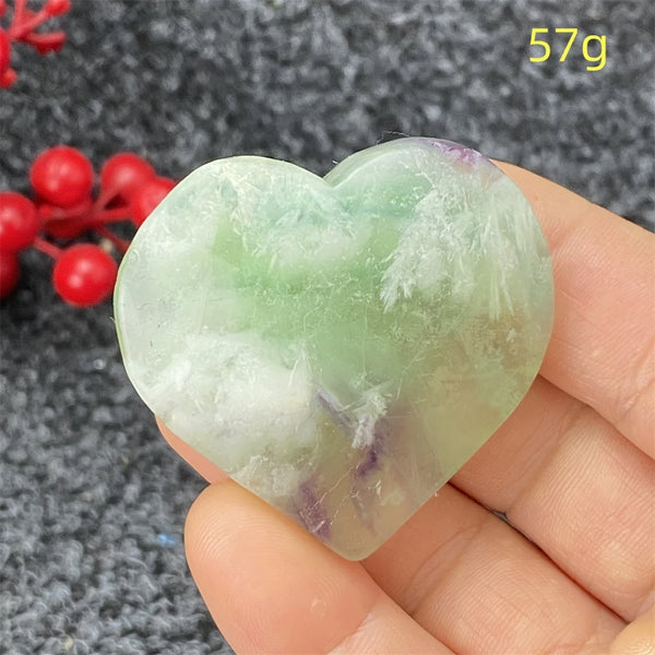 Green Feather Fluorite Heart-ToShay.org