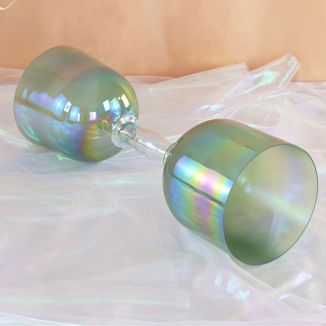 Green Crystal Double Singing Bowl-ToShay.org