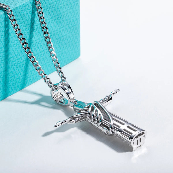 Silver Cross Pendant Necklace-ToShay.org