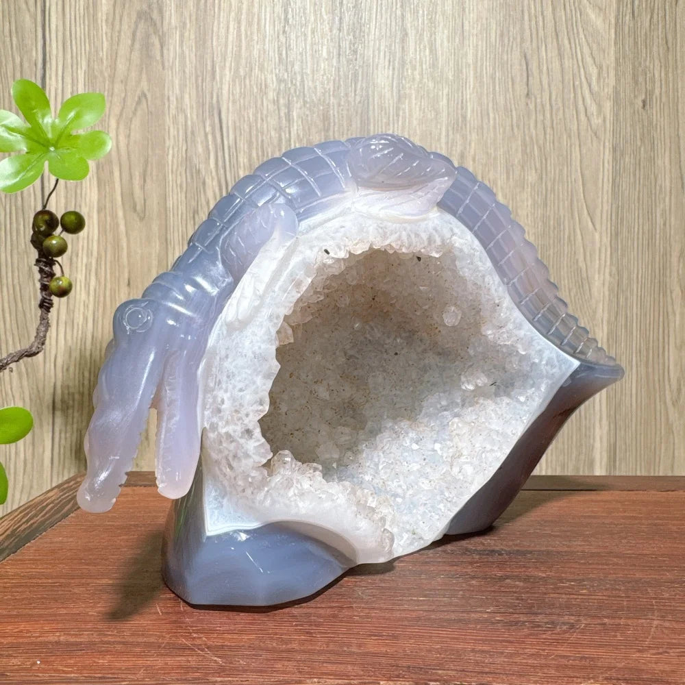 Grey Agate Geode Crocodile-ToShay.org