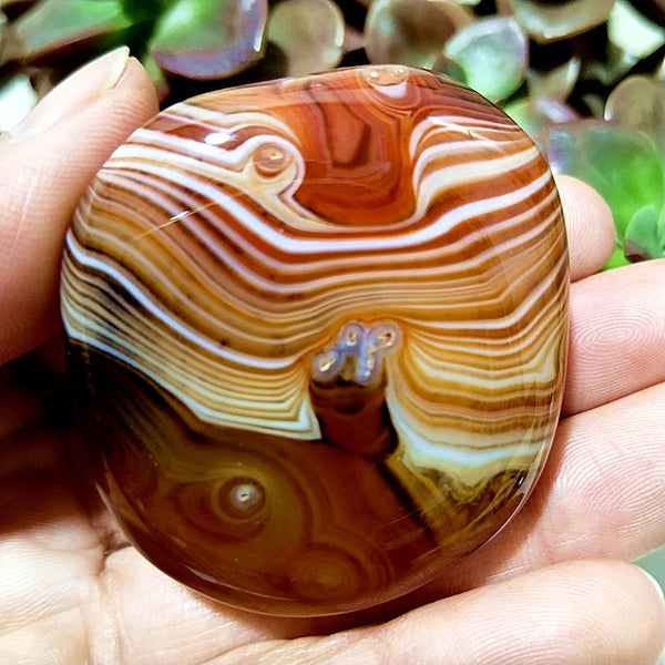 Red Flower Agate Palm Stone-ToShay.org