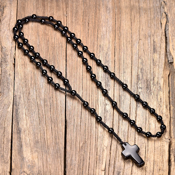 Black Agate Rosary Beads-ToShay.org