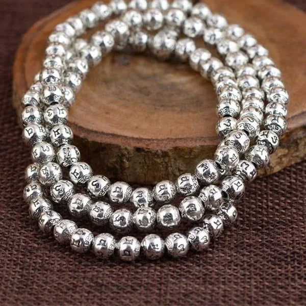 Silver Six Words Mala Beads-ToShay.org