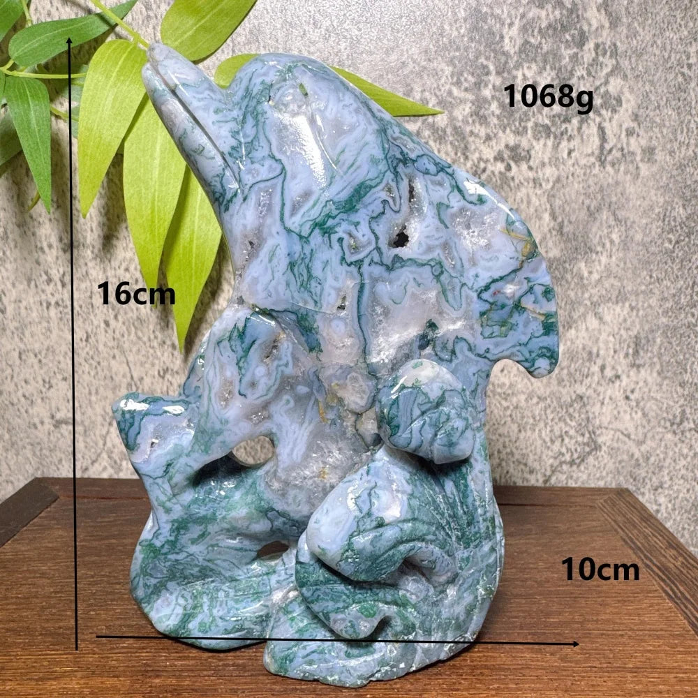 Green Moss Agate Dolphin-ToShay.org