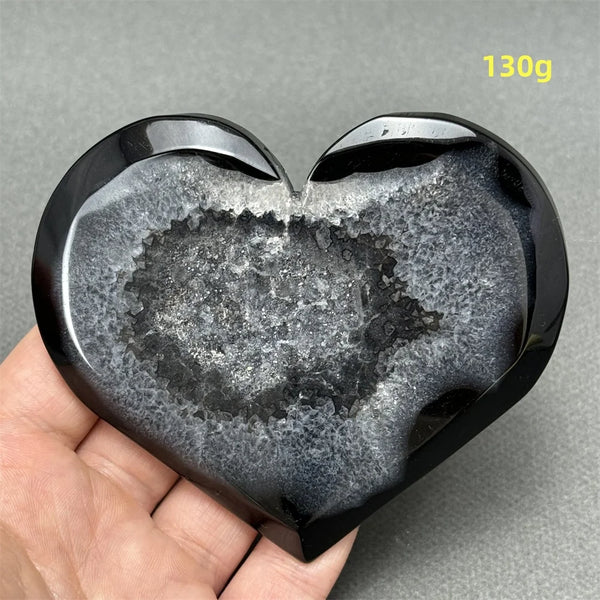 Black Agate Geode Heart-ToShay.org