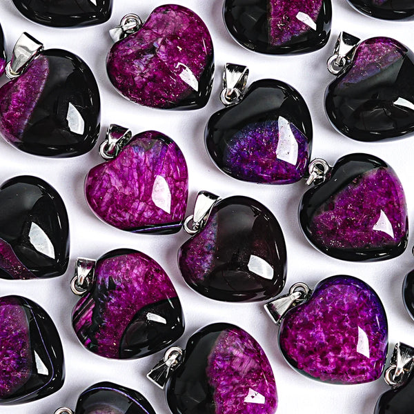 Pink Rose Black Heart Pendants-ToShay.org