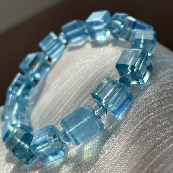 Blue Aquamarine Square Beads-ToShay.org