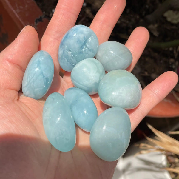 Blue Aquamarine Tumbled Stones-ToShay.org