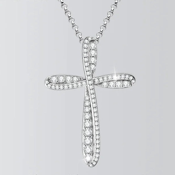Silver Diamond Cross Pendant-ToShay.org