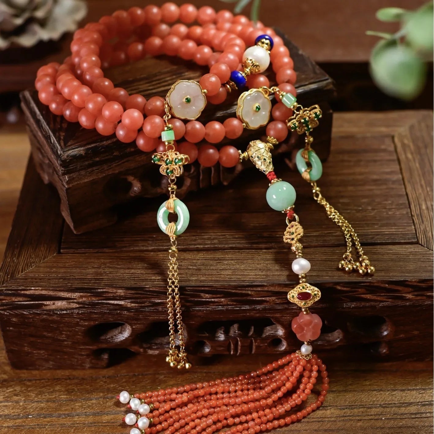 Red Agate Bead Mala-ToShay.org