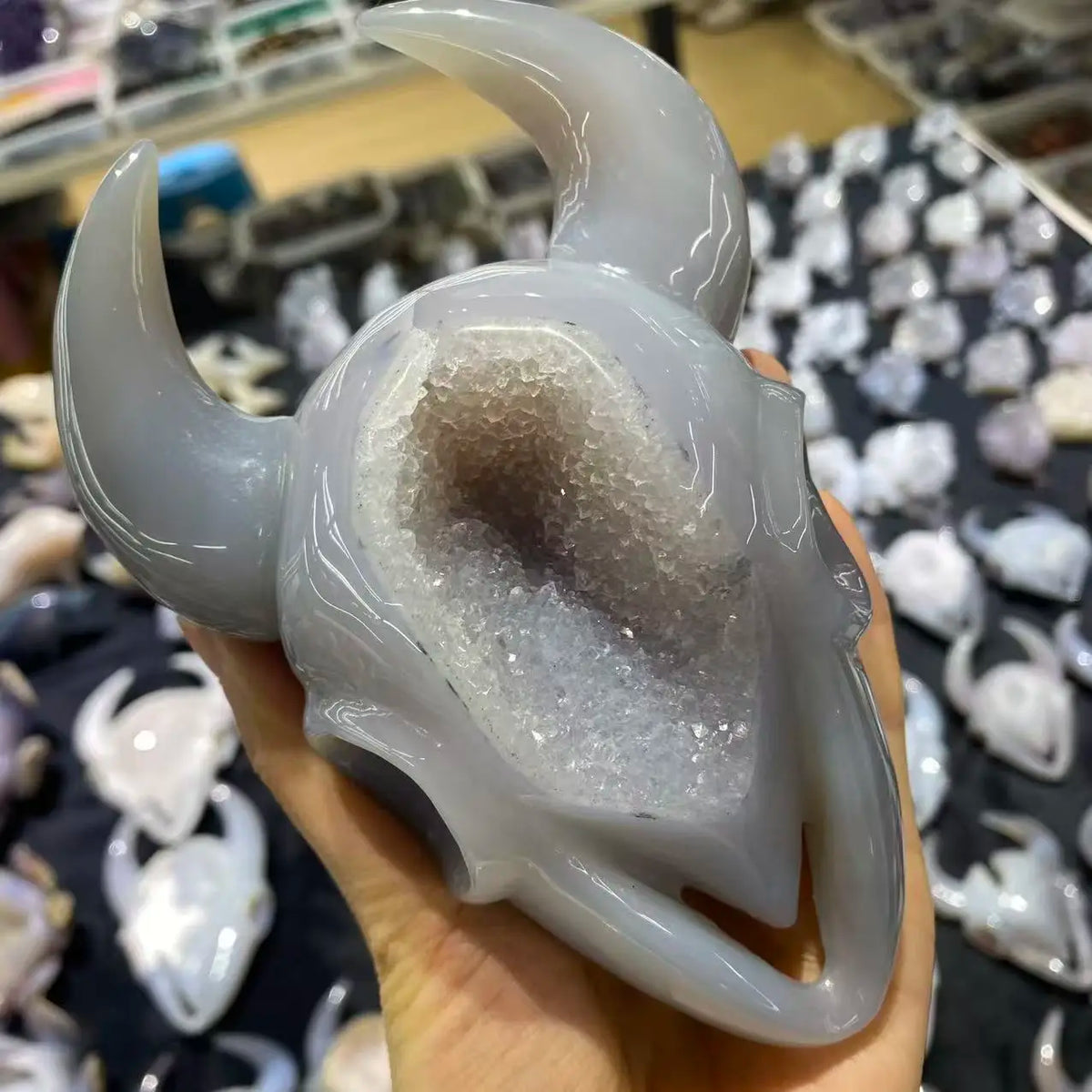 Grey Agate Bull Head-ToShay.org