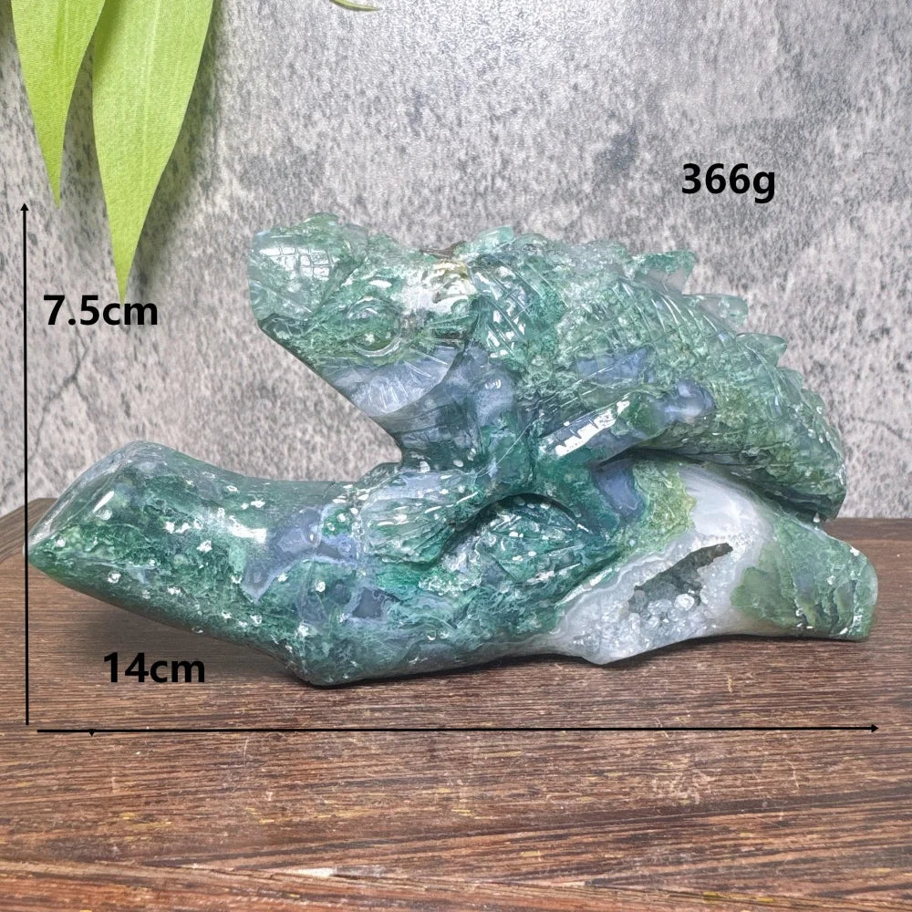 Green Moss Agate Druzy Lizard-ToShay.org