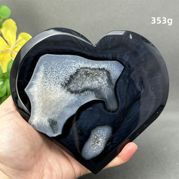 Black Agate Crystal Heart-ToShay.org