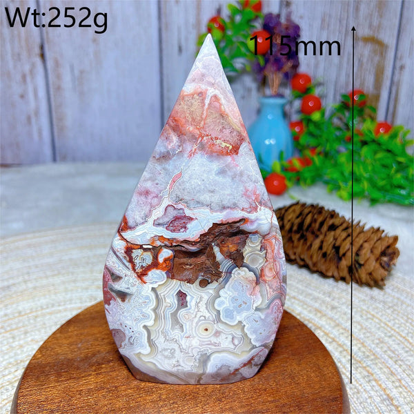 Red White Agate Druzy Flame-ToShay.org
