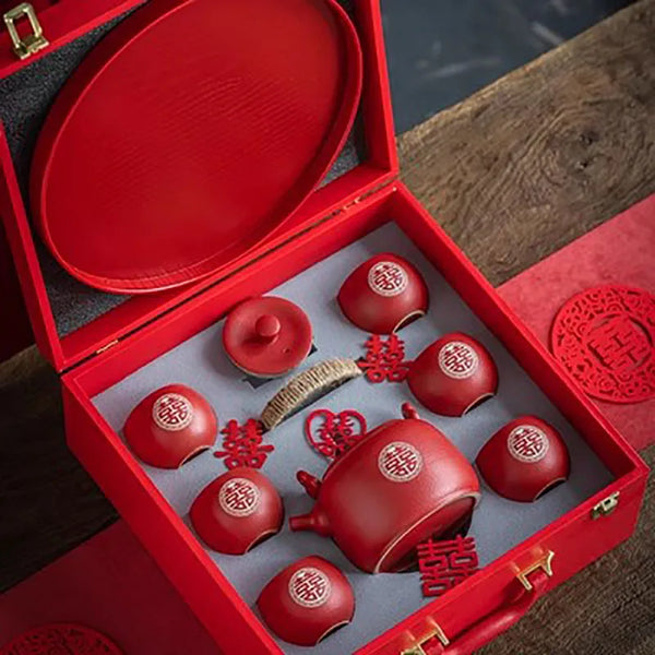 Red Ceramic Tea Set-ToShay.org