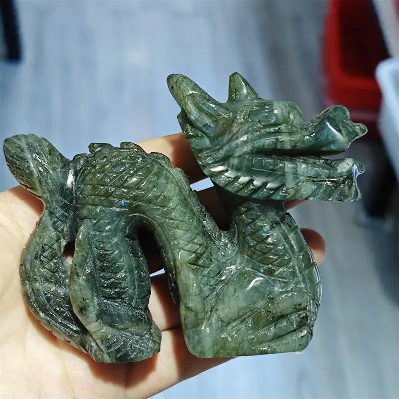 Natural Labradorite Chinese Dragon Carving Energy Gem Reiki Healing Fengshui Home Office Decoration Gift 1pcs-ToShay.org