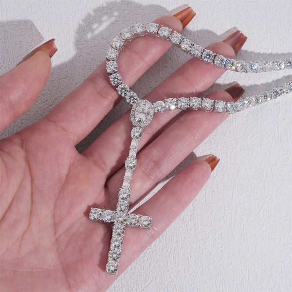 Silver Diamond Cross Pendant-ToShay.org