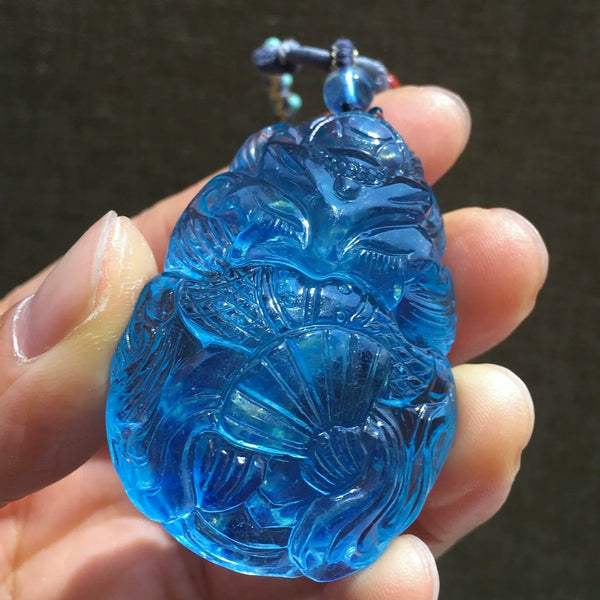 Blue Aquamarine Fox Pendant-ToShay.org
