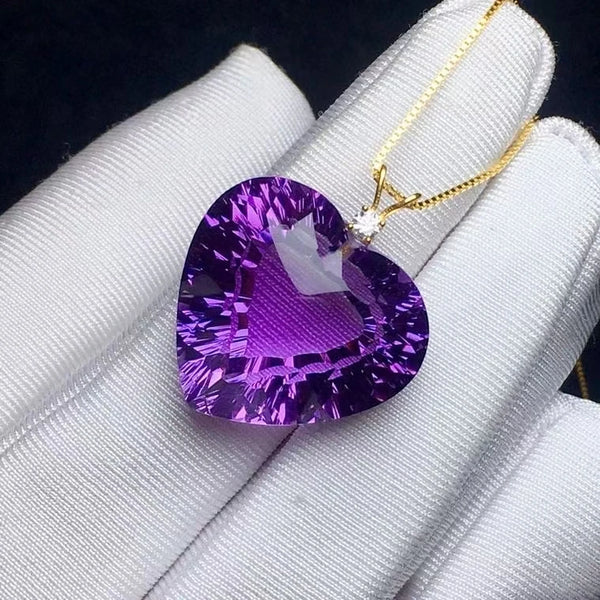 Purple Amethyst Heart Pendants-ToShay.org