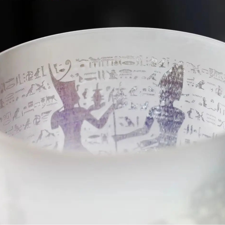 White Egyptian Art Singing Bowl-ToShay.org