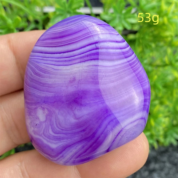 Purple Silk Agate Palm Stone-ToShay.org