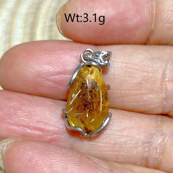 Gold Rutilated Pendant-ToShay.org