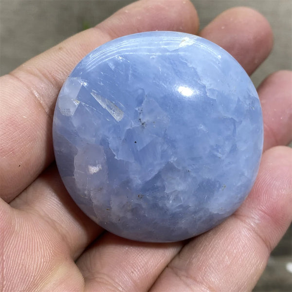 Blue Celestine Palm Stone-ToShay.org