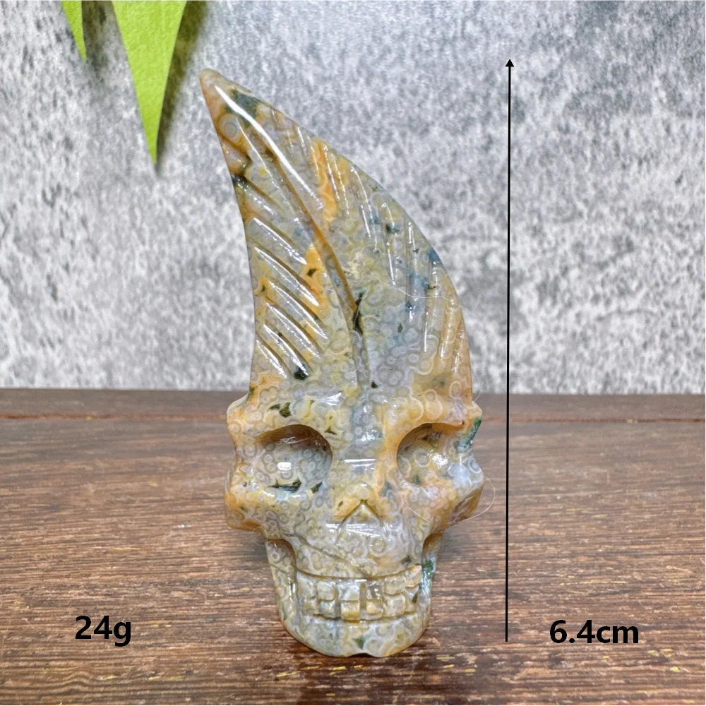 Ocean Jasper Feather Skull-ToShay.org