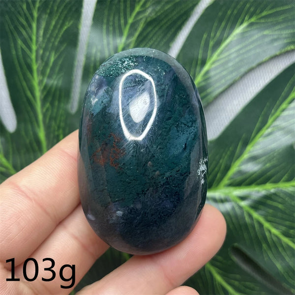 Green Moss Agate Palm Stone-ToShay.org