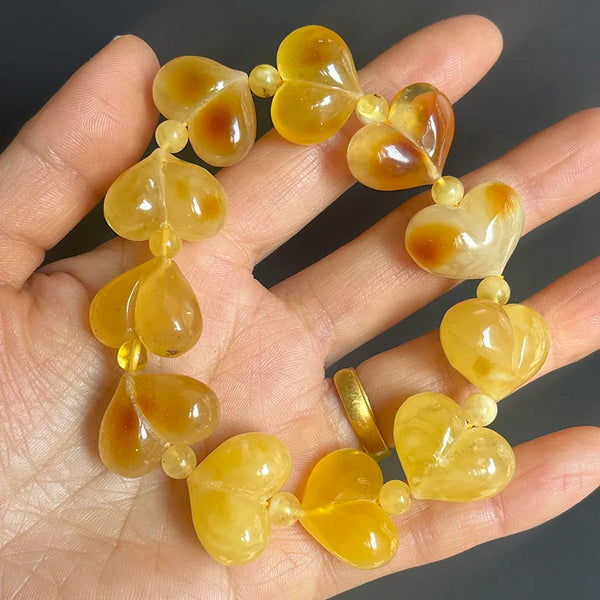 Yellow Amber Heart Bracelets-ToShay.org