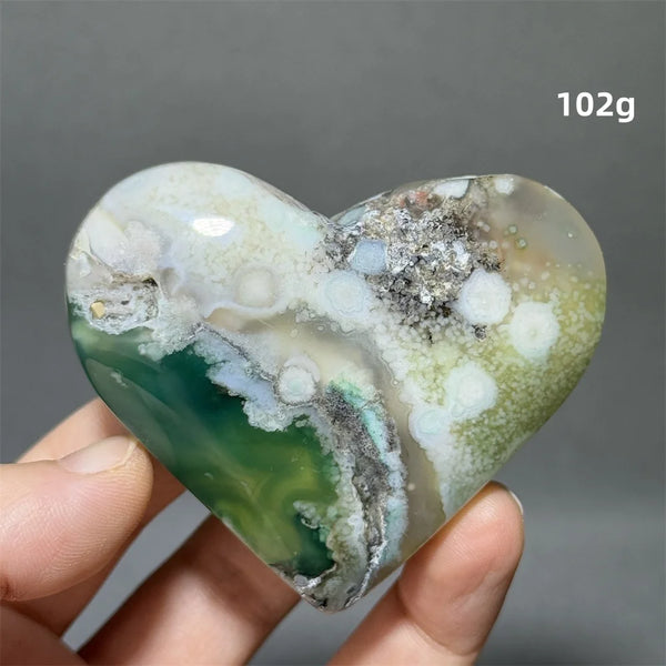 Green Sakura Agate Heart-ToShay.org
