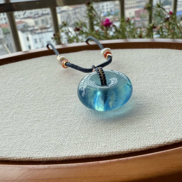 Blue Aquamarine Donut Pendant-ToShay.org
