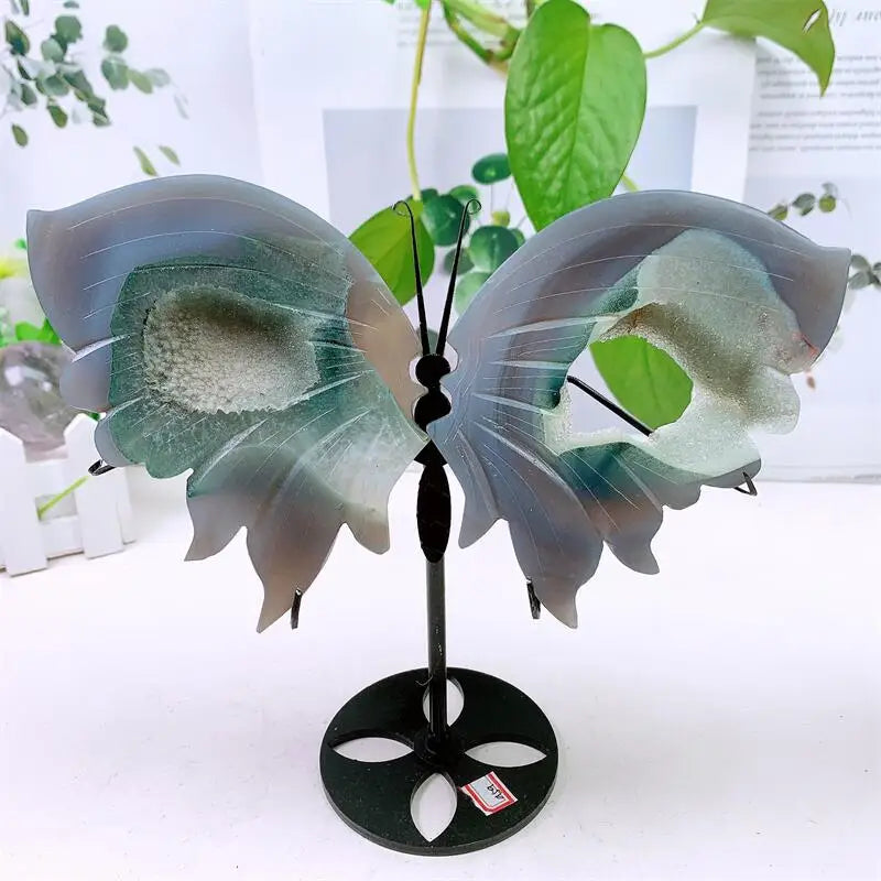 Green Agate Geode Butterfly Wings-ToShay.org