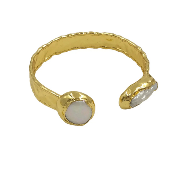 White Pearl Cuff Bangle-ToShay.org