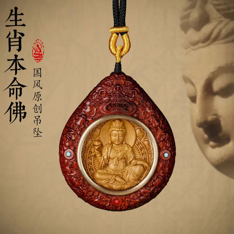 Red Mahogany Amitabha Pendant-ToShay.org