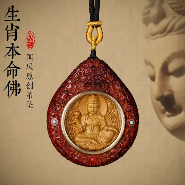 Red Mahogany Amitabha Pendant-ToShay.org